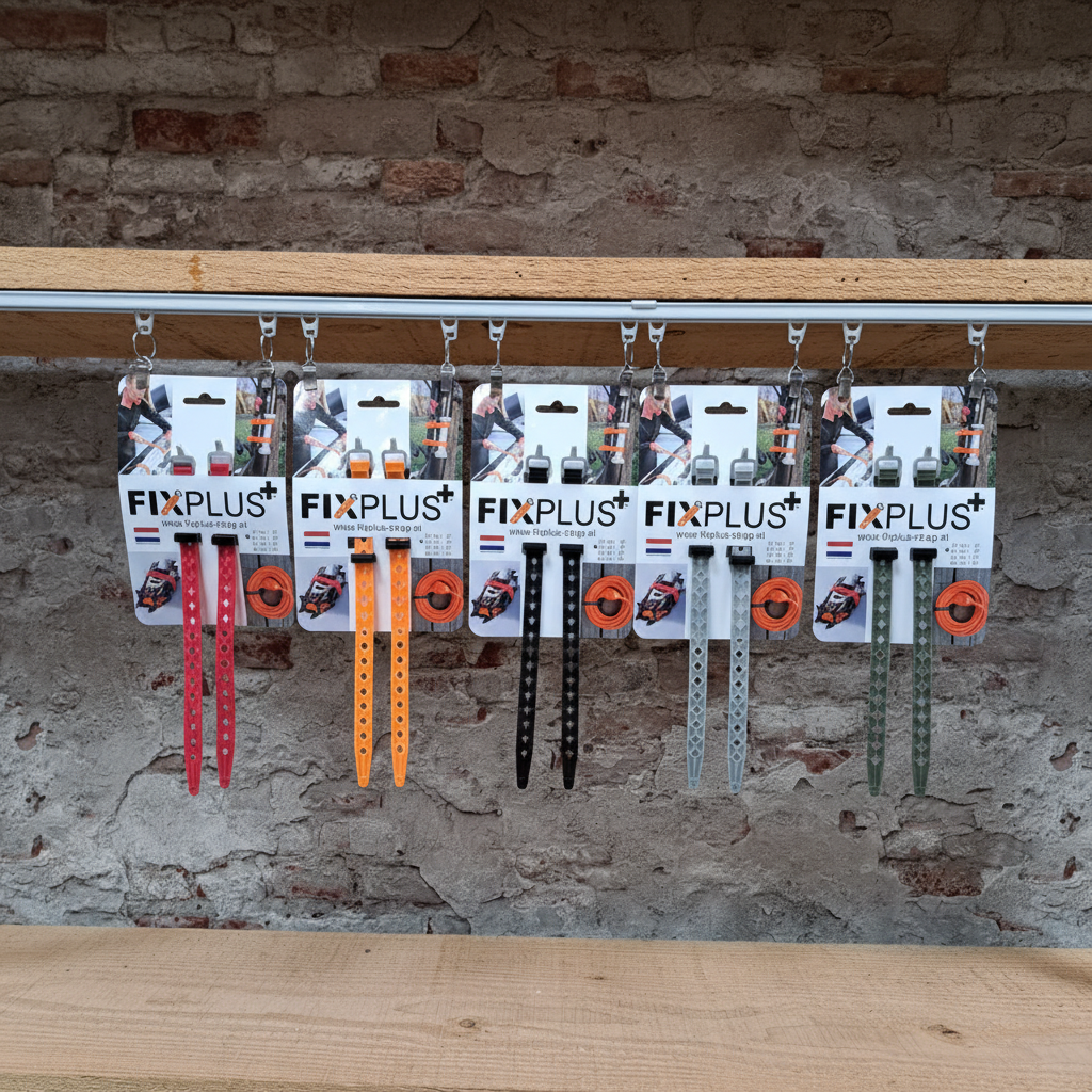 FIXPLUS strap set 23cm - verkrijgbaar in 5 kleuren (grijs, oranje, zwart, rood, olijfgroen) - TPU bagageband voor motor en fiets