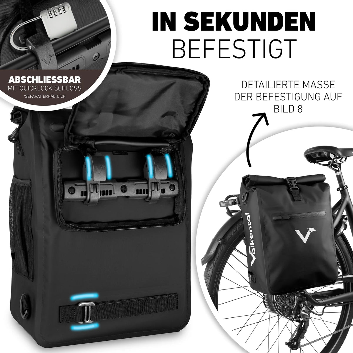 Valkental fietstas rugzak met gevoerde schouderbanden