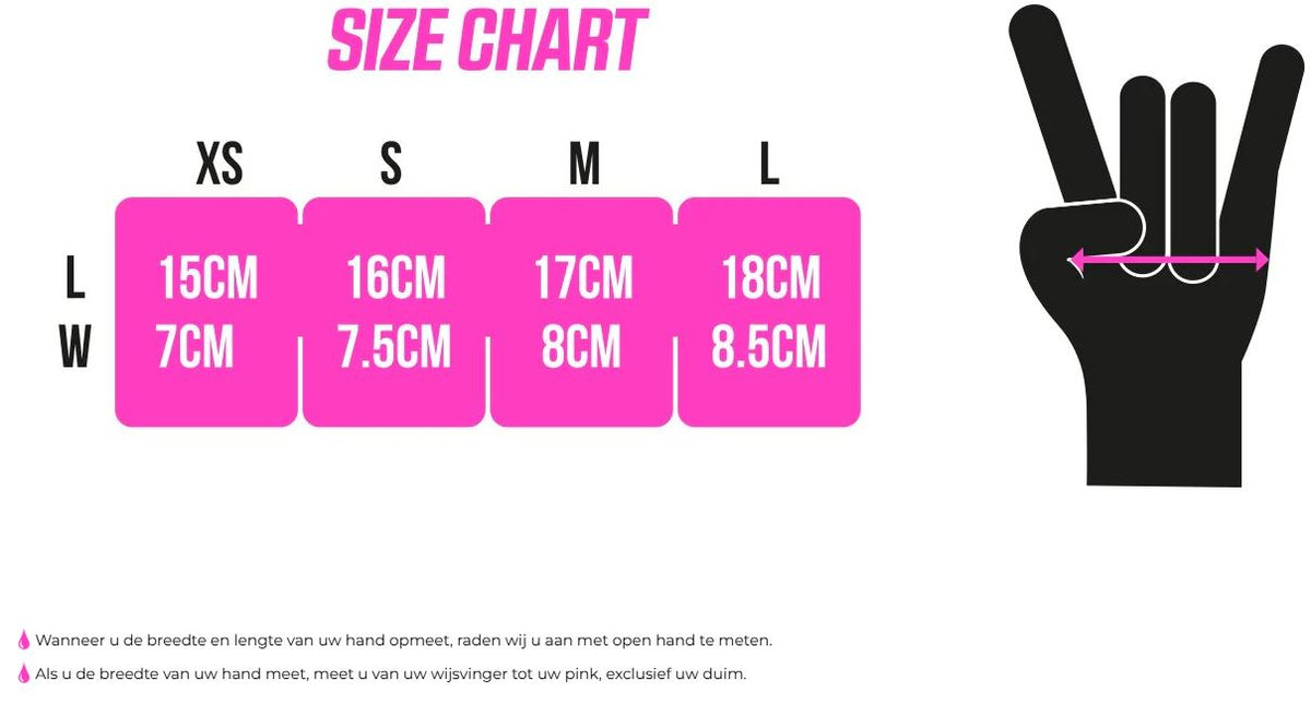 MUC-OFF Youth Ride Gloves - Junior MTB handschoenen maat tabel