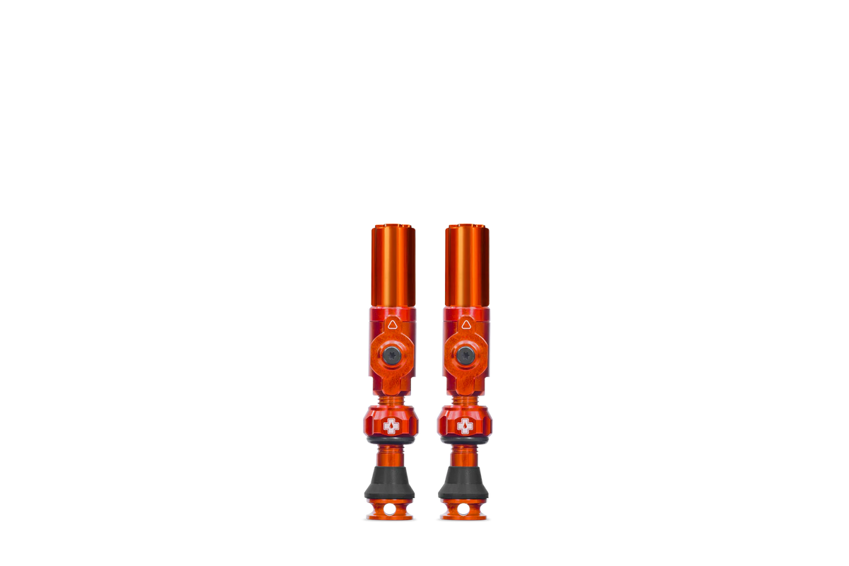 MUC-OFF tubeless valves - big bore hybrid oranje
