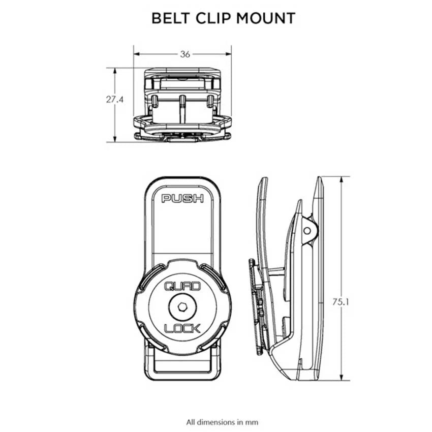 Quad Lock® Belt Clip - afmetingen
