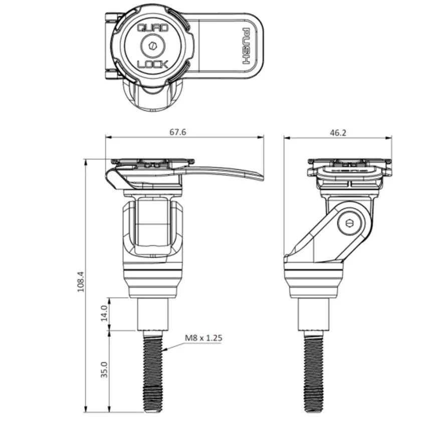 QUAD LOCK HANDLEBAR CLAMP MOUNT EN PRO AFMETINGEN