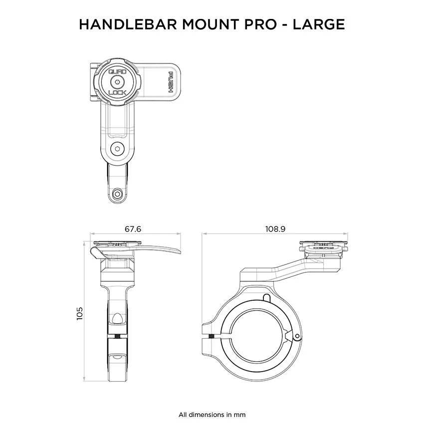 QUAD LOCK HANDLEBAR MOUNT LARGE AFMETINGEN