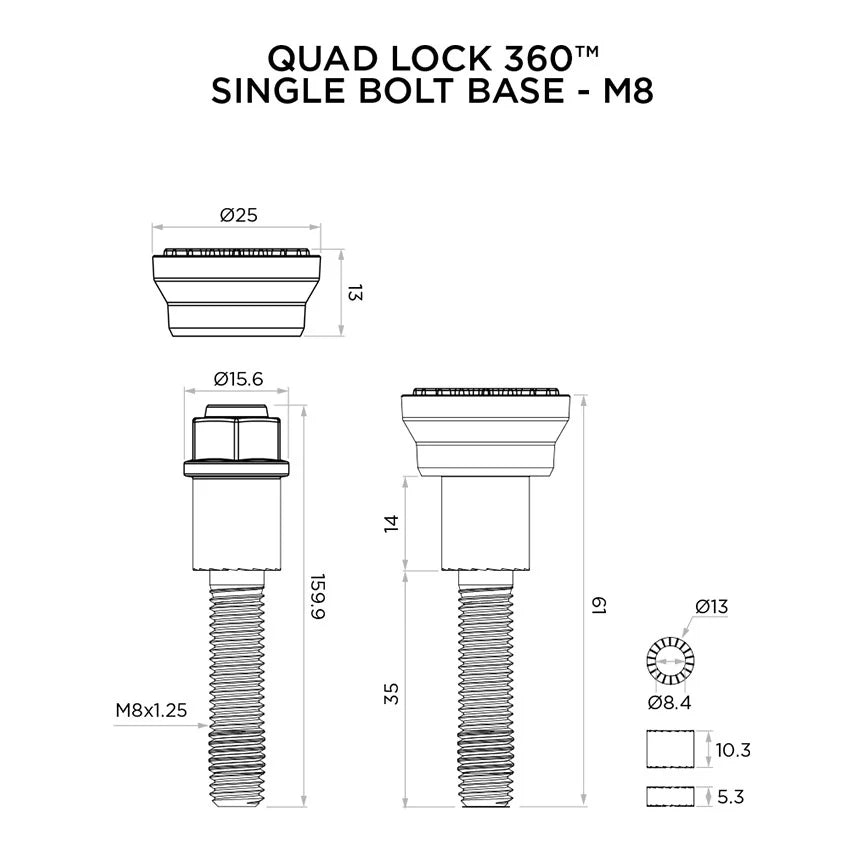 QUAD LOCK 360 single bolt m8 - stuurklem bout