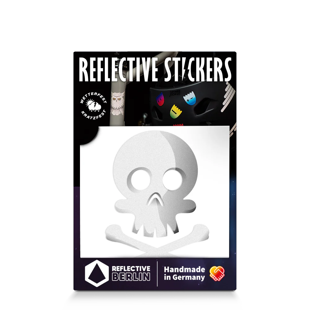 Reflective Berlin reflecterende stickers small voor kinderen skull  wit
