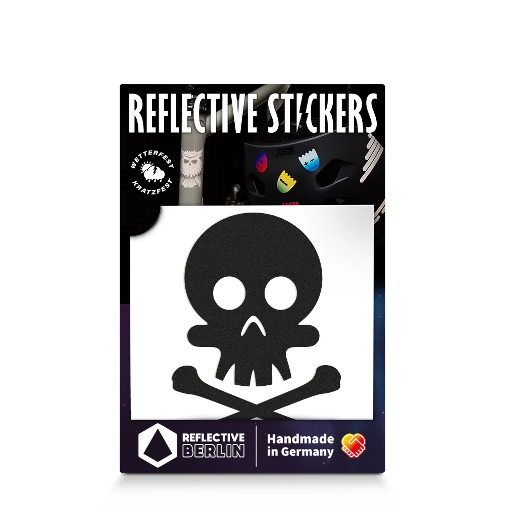 Reflective Berlin reflecterende stickers small voor kinderen skull zwart