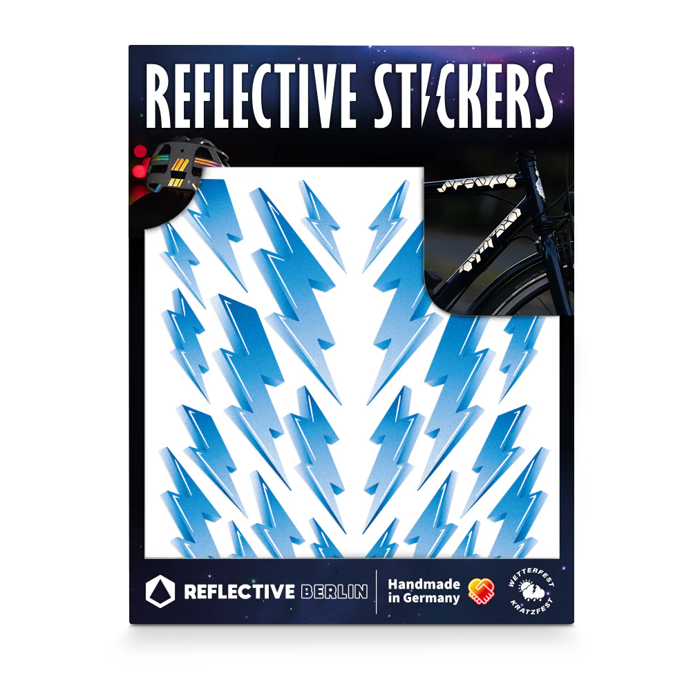 Reflective Berlin reflecterende stickers medium - lightning blauw