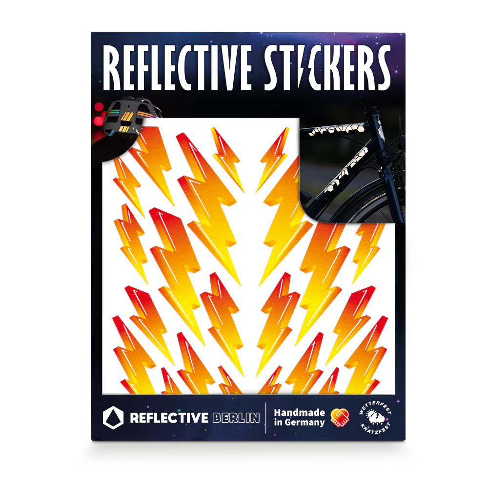 Reflective Berlin reflecterende stickers medium - lightning fire