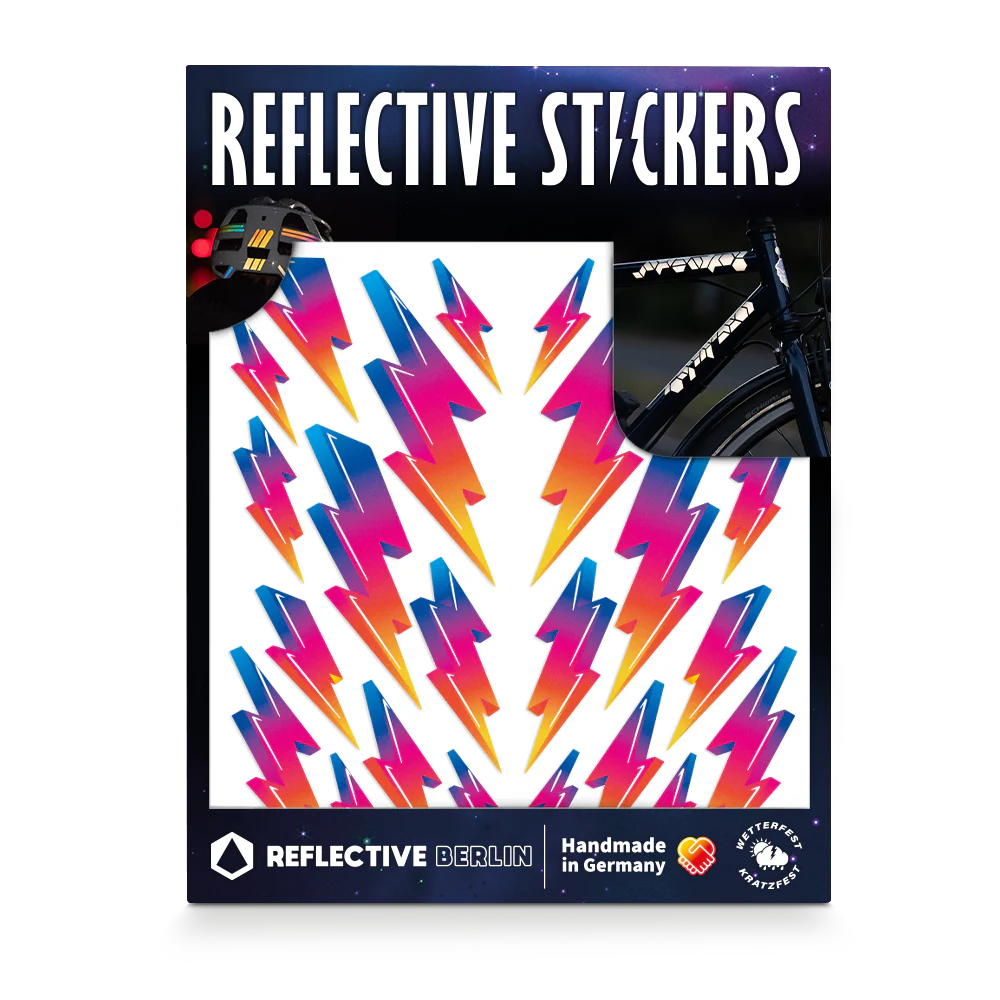 Reflective Berlin reflecterende stickers medium - lightning rainbow