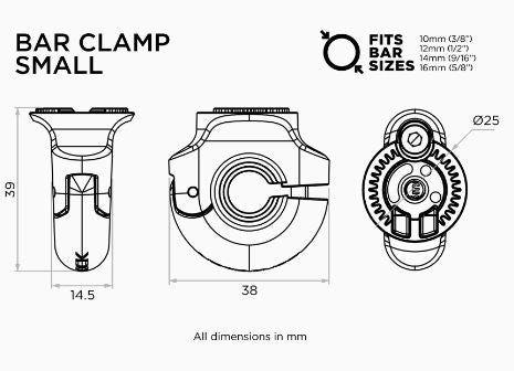 QUAD LOCK 360 Lenkerklemmung klein - dünne Rohrschelle