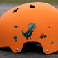 Reflective Berlin reflecterende stickers small voor kinderen dino op een oranje helm