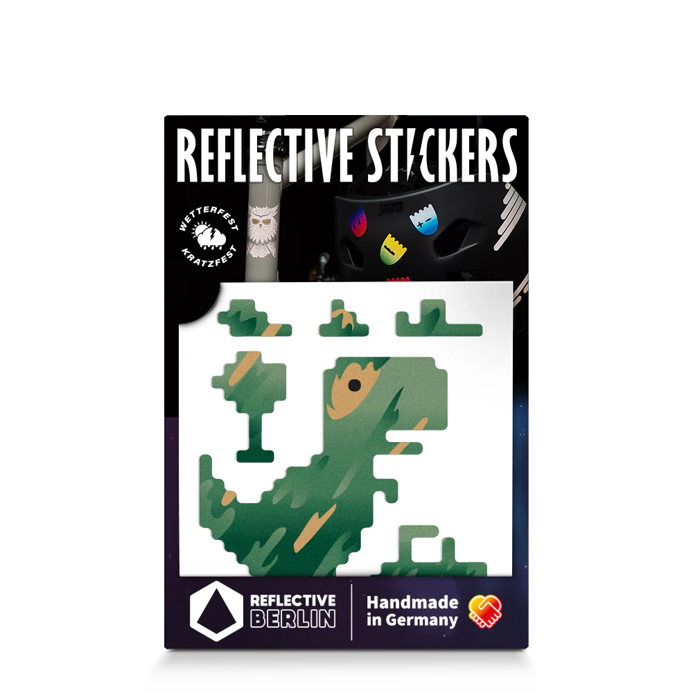 Reflective Berlin reflecterende stickers small voor kinderen t-rex camouflage