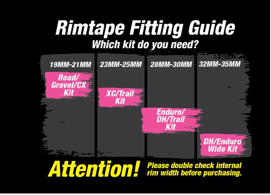 MUC-OFF ultimate tubeless setup kit maattabel