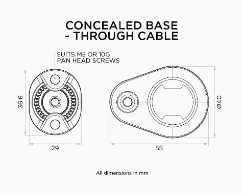 QUAD LOCK 360 concealed cable - kabel montagevoet