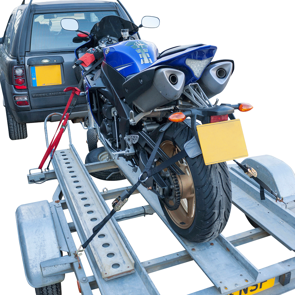 BIKE IT Tyrefix motor vastgemaakt op de trailer