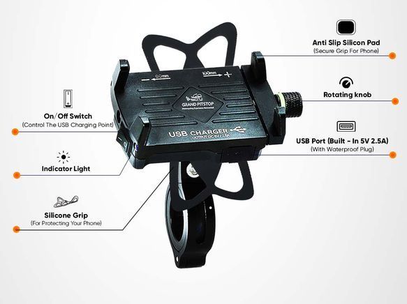 GRANDPITSTOP claw - universele telefoonhouder met usb