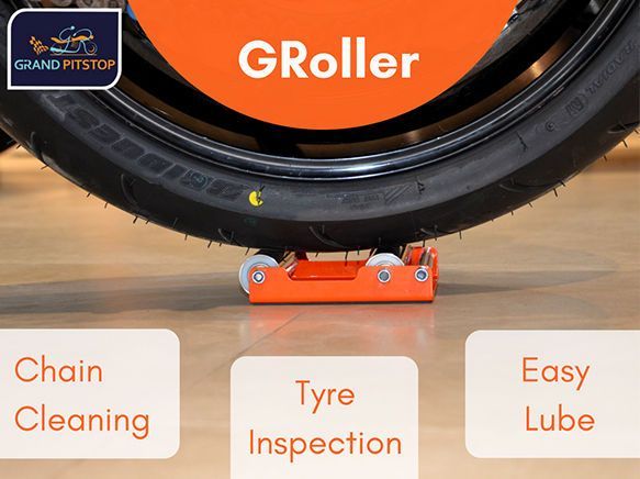 GRANDPITSTOP Groller Medium paddockstand replacement voor ketting reinigen, band inspectie en ketting smeren