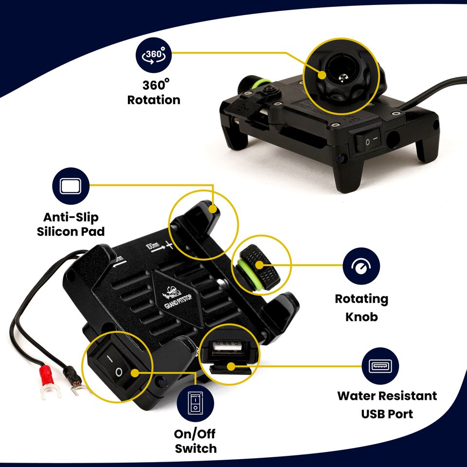 GRANDPITSTOP claw - universele telefoonhouder met usb