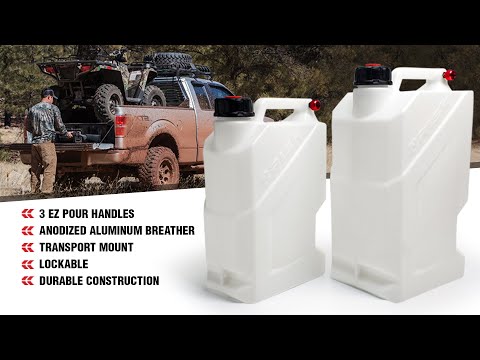 RISK RACING EZ3 jerrycan 11,4 liter wit met hose bender spout en floor mount voor motorcross en motor gebruikers video