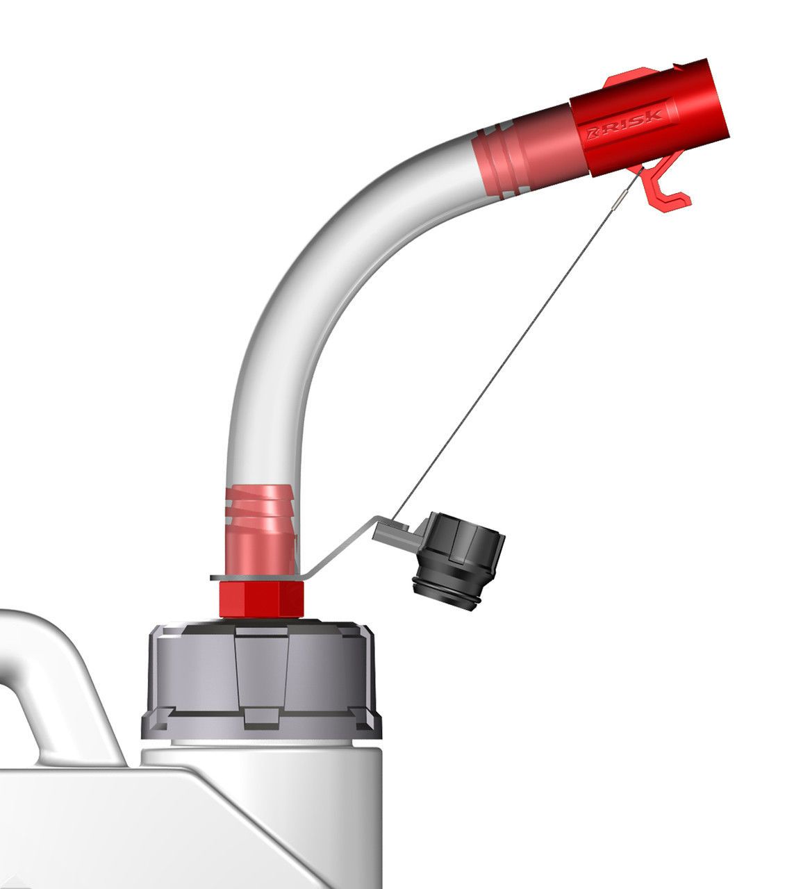 RISK RACING EZ3 jerrycan 11,4 liter wit met hose bender spout en floor mount voor motorcross en motor detail spuit
